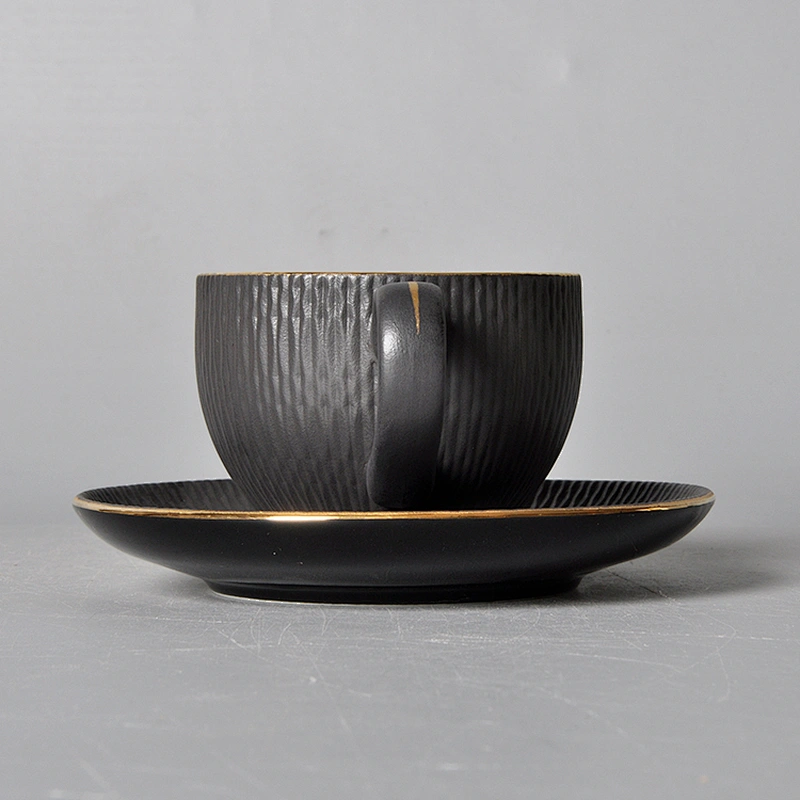 black classic coffee cup set cafe catering porcelain restaurant espresso cup saucer