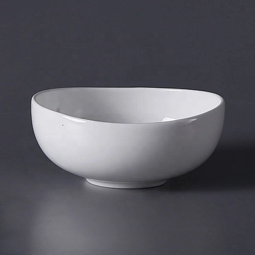 European Style White Ceramic Oval Fruit Mixing Salad Bowl For Restaurant