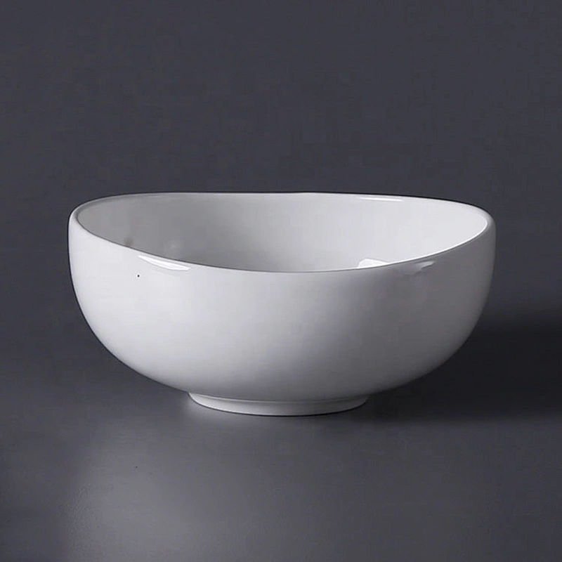 European Style White Ceramic Oval Fruit Mixing Salad Bowl For Restaurant