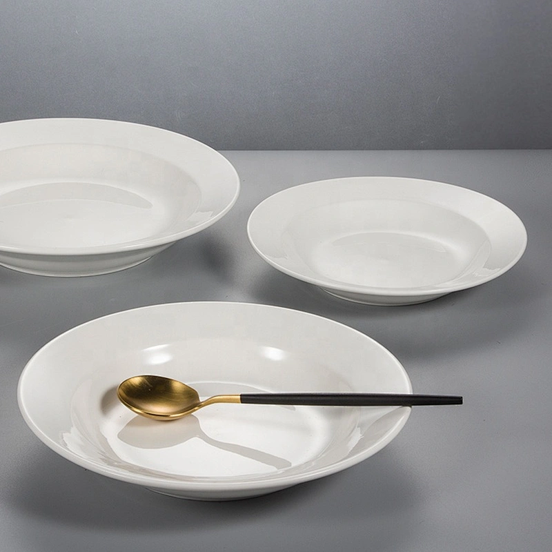 wholesale hotel restaurant porcelain deep plate bowl ceramic western food round serving plate