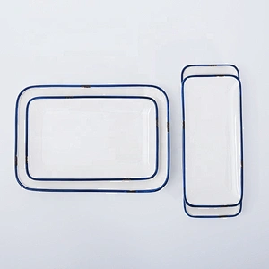 Wholesale Western Porcelain Glazed Restaurant Long Ceramic Dishes Plate