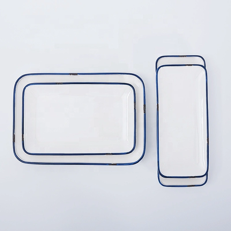 Wholesale Western Porcelain Glazed Restaurant Long Ceramic Dishes Plate