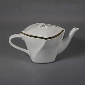 manufacturer P&T Royal Ware luxury white bone china wedding ceramic tea pot with gold rim