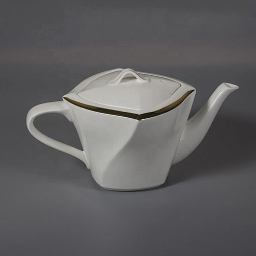 manufacturer P&T Royal Ware luxury white bone china wedding ceramic tea pot with gold rim