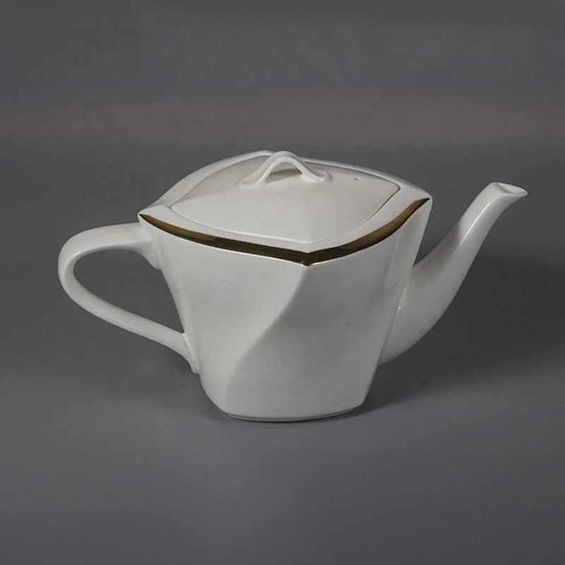 manufacturer P&T Royal Ware luxury white bone china wedding ceramic tea pot with gold rim