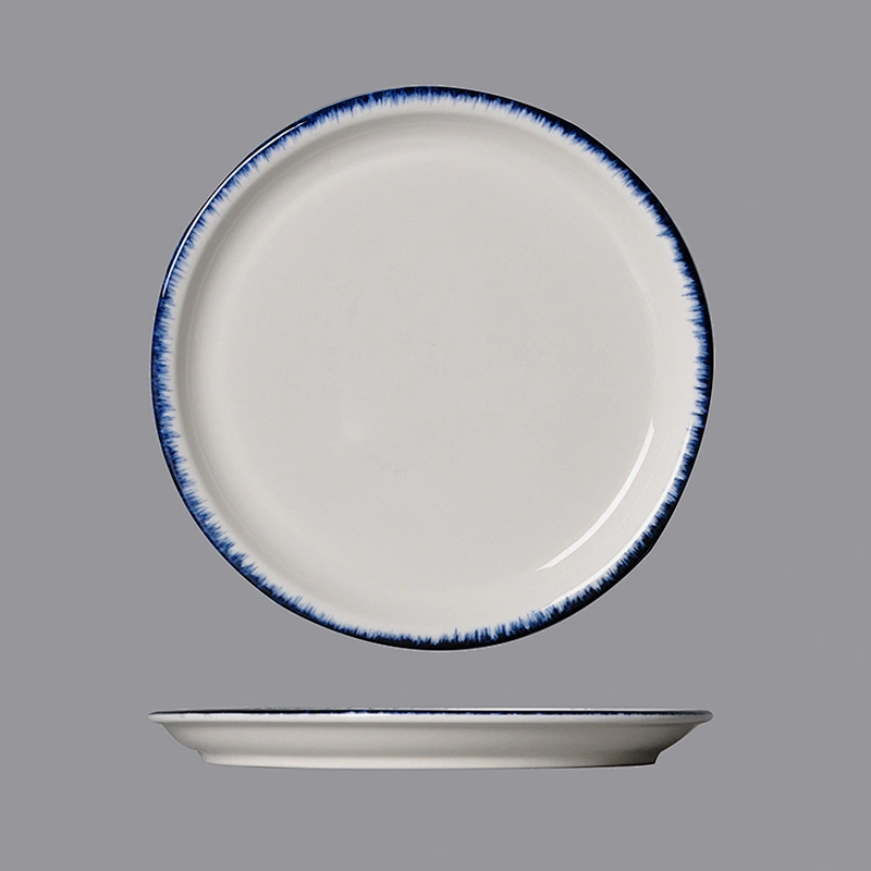 On Glaze White Table Top Tableware 8 Inch Porcelain Dessert Plate