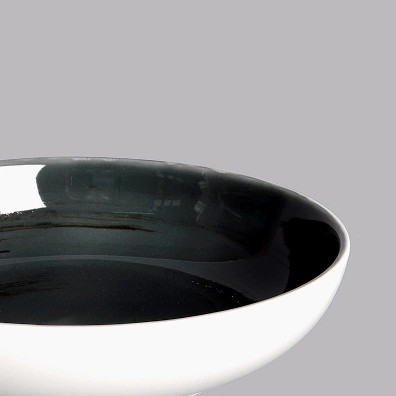 wholesale custom deep blue glossy round porcelain restaurant buffet colour salad bowl