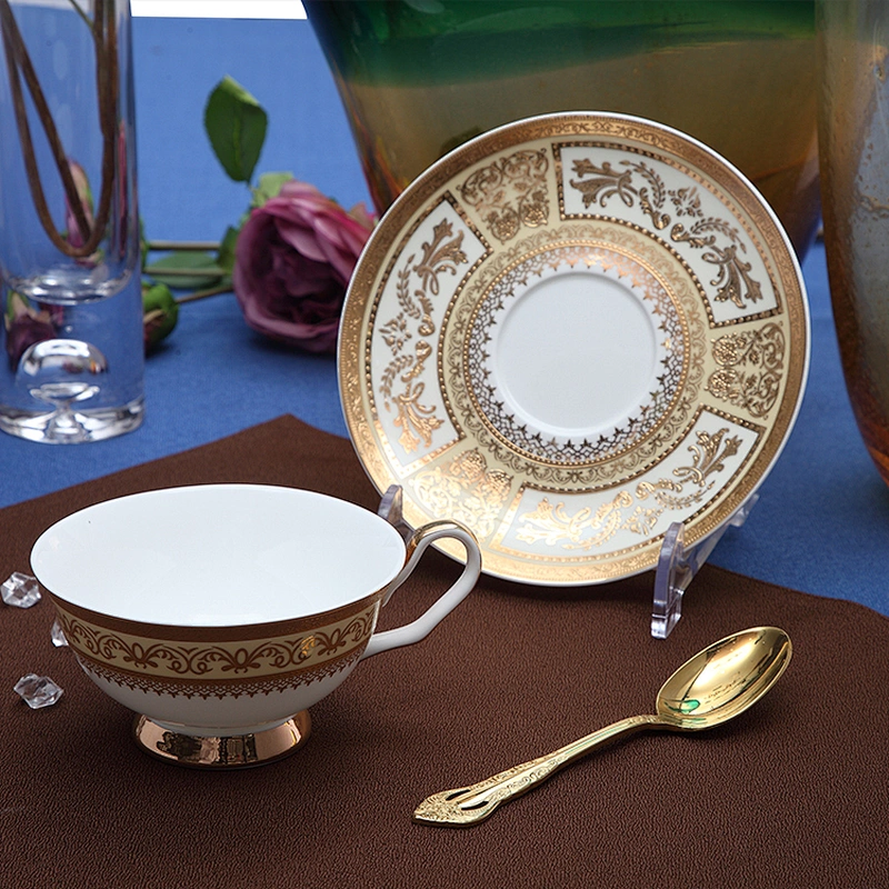 P&T Royal Ware wholesale round embossed wedding ceramic gold charger plate