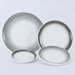 wholesale stock glazed wedding restaurant round porcelain ceramic dinner plate sets