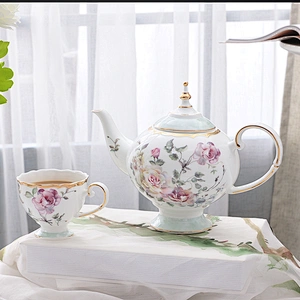 Customized restaurant floral pattern with gold rim bone china dinner plate decal luxury hotel ceramic tableware