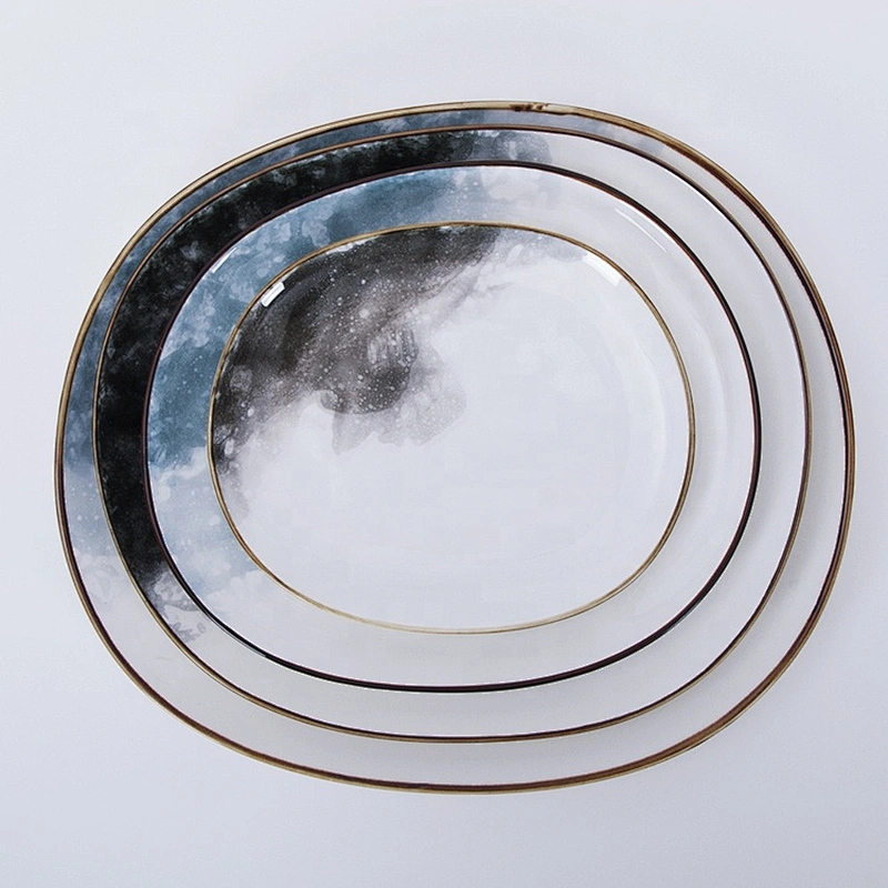 manufacturer nordic hotel restaurant tableware irregular ceramic plates for steak meat