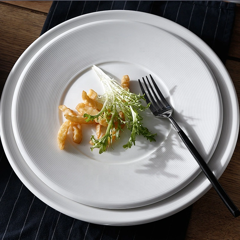 2019 wholesale round ceramic charger plate set white elegant wedding porcelain dining charger plate