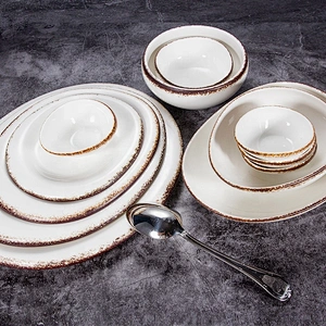 wholesale round used hotel plates sets dinnerware crockery porcelain colour restaurant plates