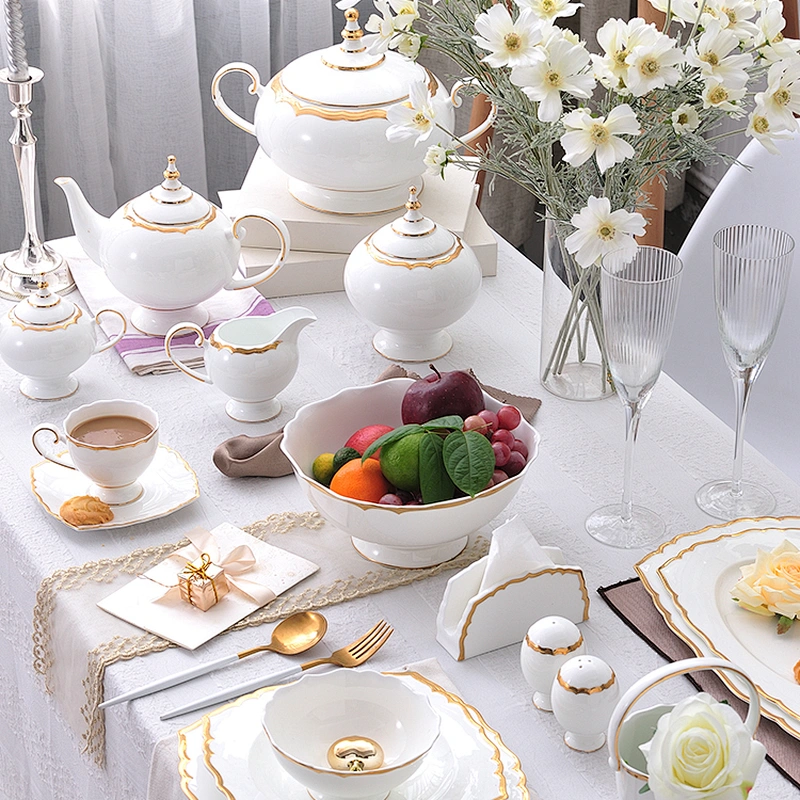 Elegant Occident Style Bone China Coffee Teapot Sets Luxury Royal Porcelain Coffee Pot