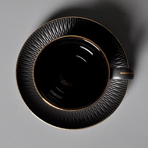 black classic coffee cup set cafe catering porcelain restaurant espresso cup saucer