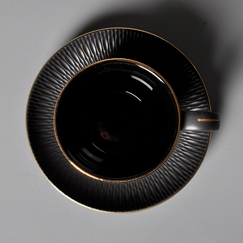 black classic coffee cup set cafe catering porcelain restaurant espresso cup saucer