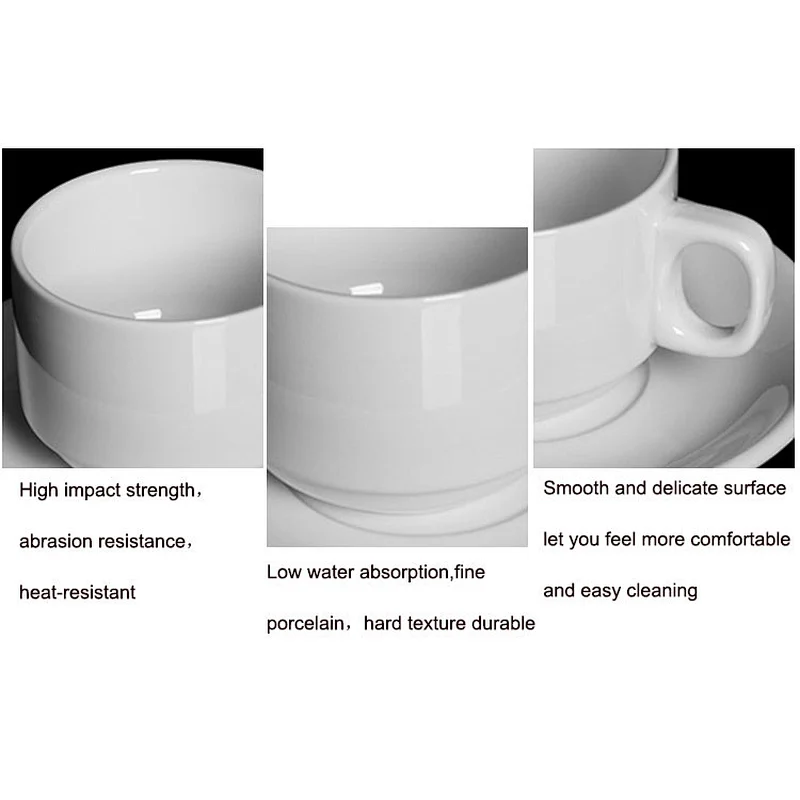 Custom logo white 240ml ceramic coffee mug cup
