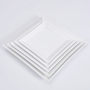 P&T ROYAL WARE 2020 Hot Sale Wholesale Smooth Glazed Square Porcelain Restaurant Hotel  Plates 11 inch Dinner Plate Steak Plate