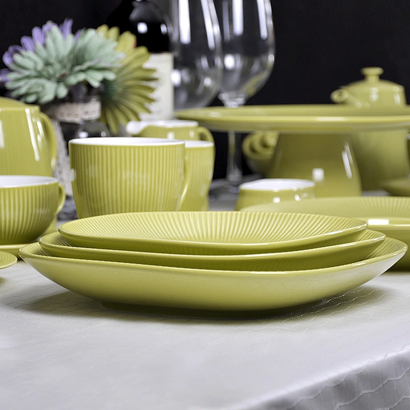P&T Famous Brand Soup Plate Porcelain Round Edge, Green Salad Plate, Dinner noodle Soup Plate and Pasta Plate for Hotel