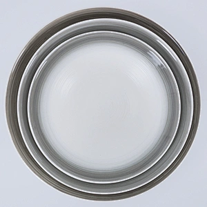 Factory Wholesale Eco-friendly Unique Glazed Grey Restaurant Porcelain Ceramic Salad Bowl