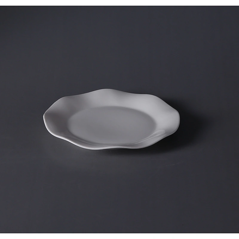 restaurant banquet wedding crockery ceramic plates wave shape square plate for cake