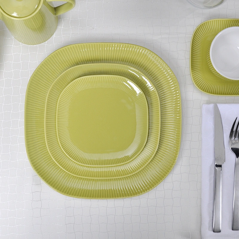 P&T Hotsale High Quality China Manufacturer Square Shape Porcelain Dinner Set For Dishes Plates Ceramic Wedding