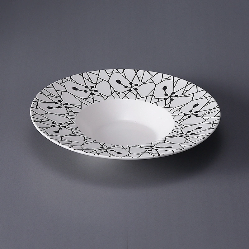 Western style cheap price round ceramic pasta dishes for restaurant