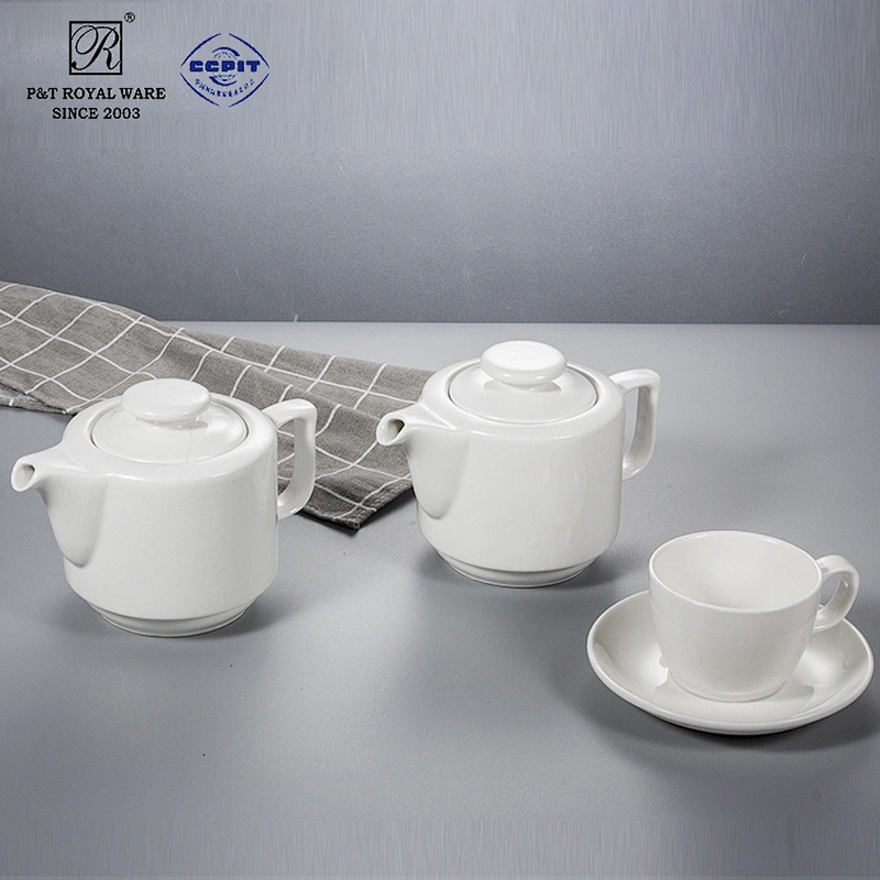 P&T royal ware wholesale cheap white hotel restaurnat porcelain ceramic tea pot