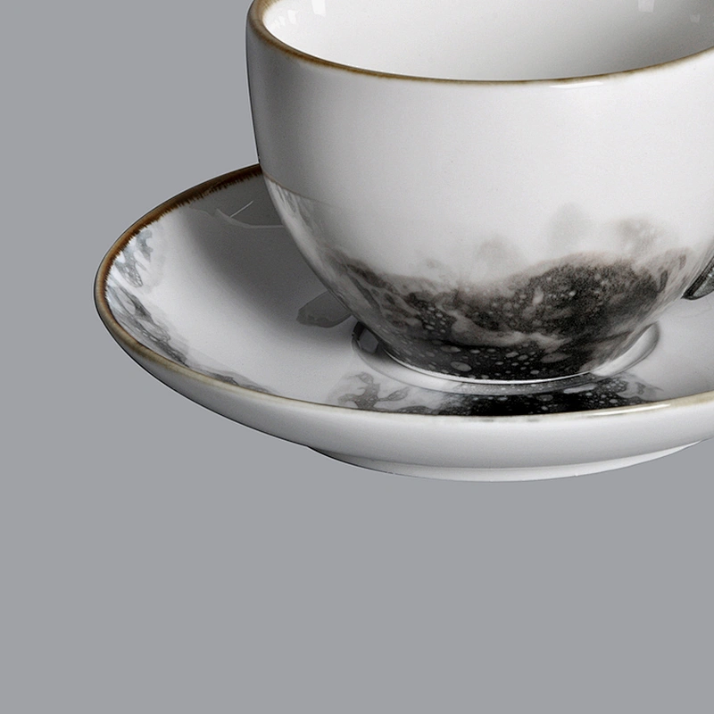 P&T Royal Ware factory wholesale custom restaurant glazed european ceramic tea coffee cup and saucer set porcelain