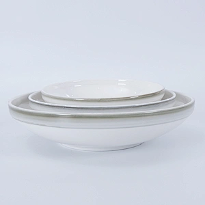 P&T Royal Ware Factory Wholesale Restaurant Grey Rim Porcelain Ceramic Soup Bowl