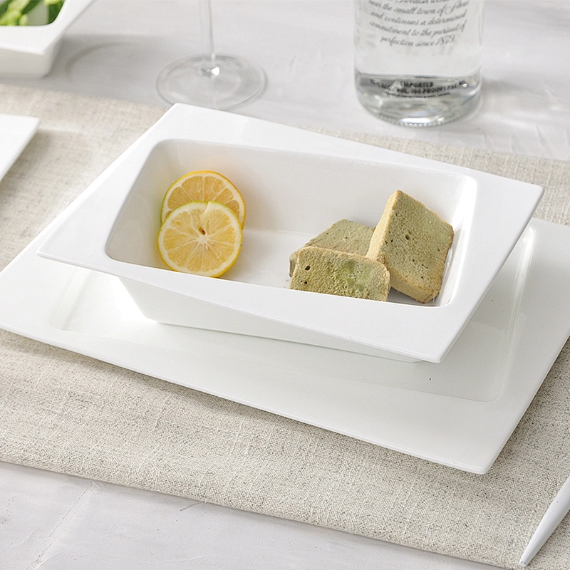 china Manufacturer sale square ceramic salad bowl bone china white fruit bowl