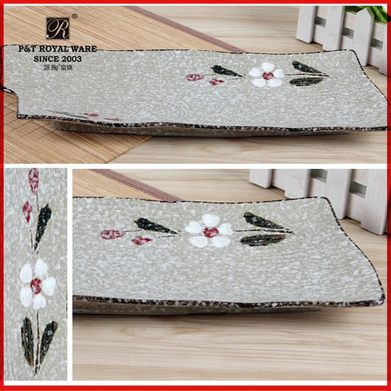Hot sale hotel&restaurant rectangular ceramic sushi plates