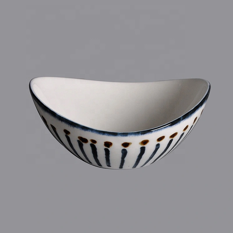wholesale custom ceramic porcelain oval boat shape ramen cereal bowl for Restaurant