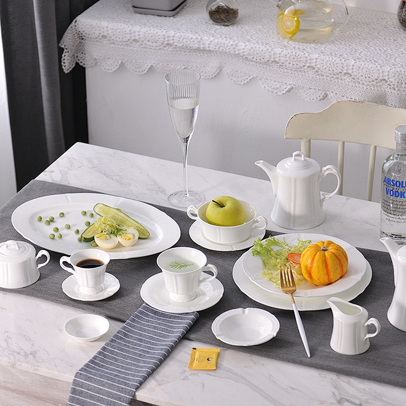 manufacturer wholesale custom hotel chinaware bone china embossed porcelain dinner plate
