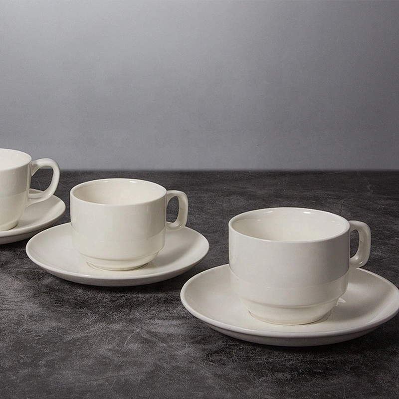 wholesale custom design hotel restaurant crockery porcelain ceramic tea coffee cup with saucer