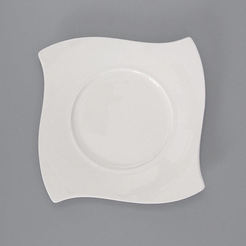 P&T Hotel Ceramic Plates Bone China White Ceramic Dinner Plate 8 Inch Plate,White Porcelain Ceramic plate