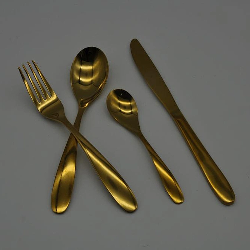 P&T titanium gold flatware, Titanium gold cutlery sets, Titanium gold forks