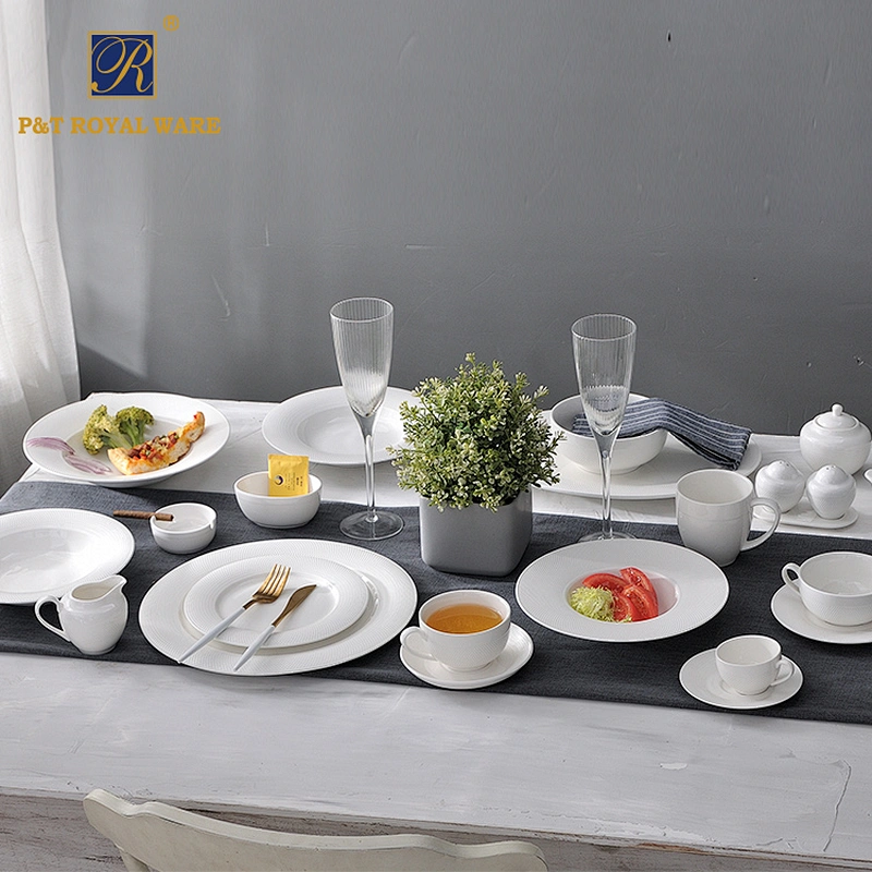 Restaurant Hotel White Ceramic Porcelain Tableware Dinnerware Set