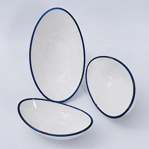 Oem Stock Ingots Shape Tableware Tapas Snack Salad Ceramic Bowl