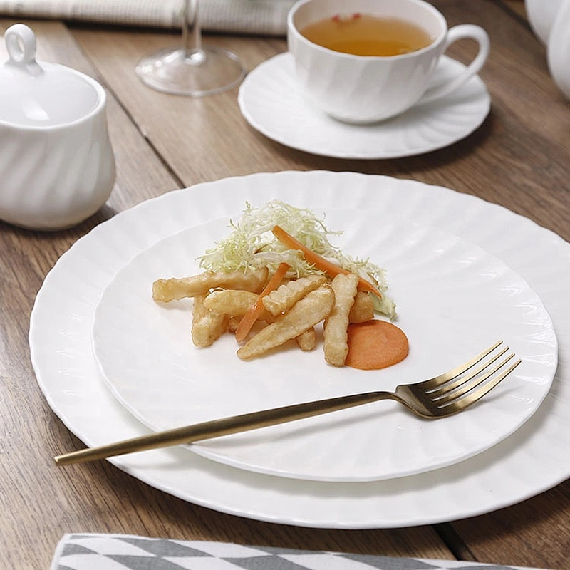 Nordic White Bone China Hotel Restaurant Tableware Dinner Plates Sets Dinnerware Ceramic