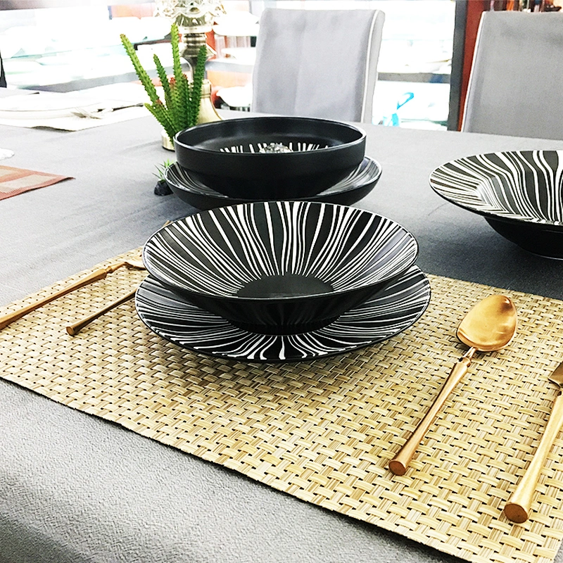 Hot sale black and white ceramic bowl  wholesale antique small ceramic porcelain bowl