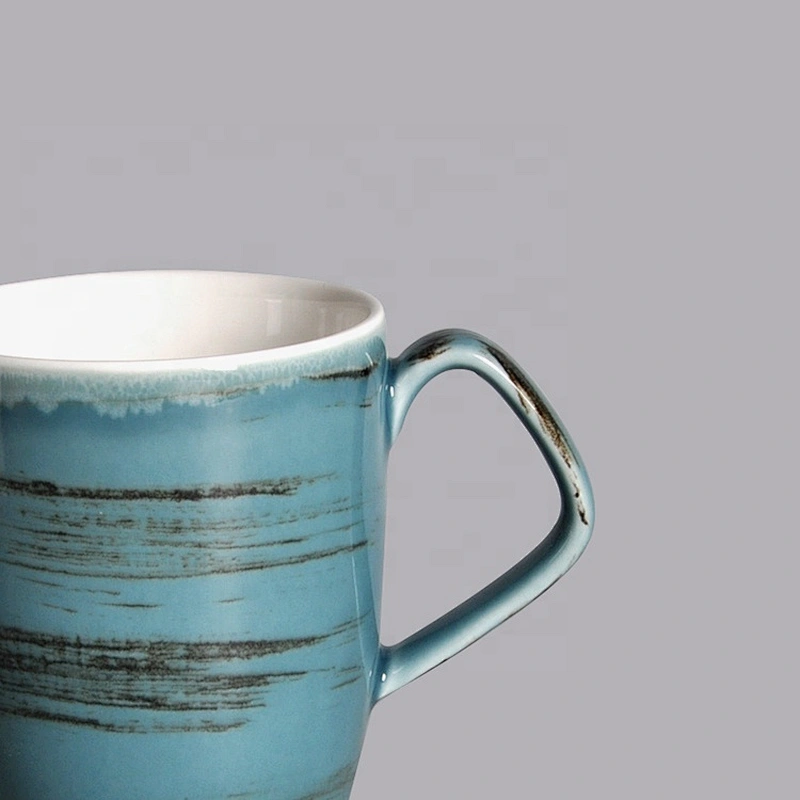 wholesale custom personalized blue color glazed  porcelain ceramic tea coffee mug with handle