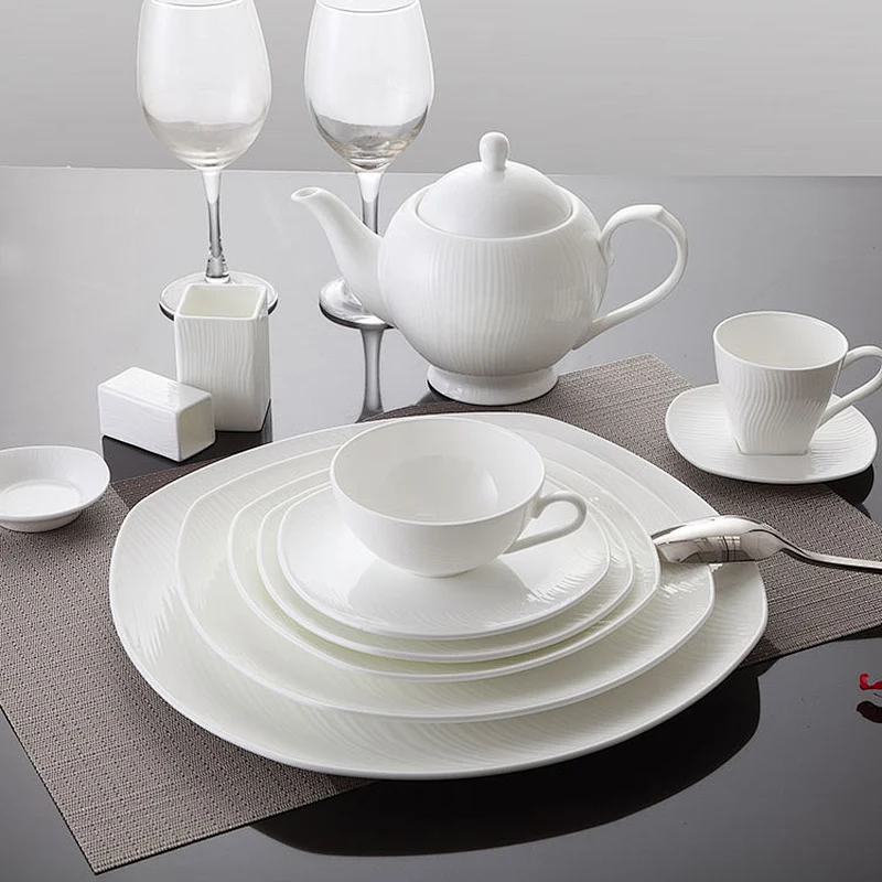 Luxury Bone China Restaurant Plates Ceramic Dishes Dinnerware Sets
