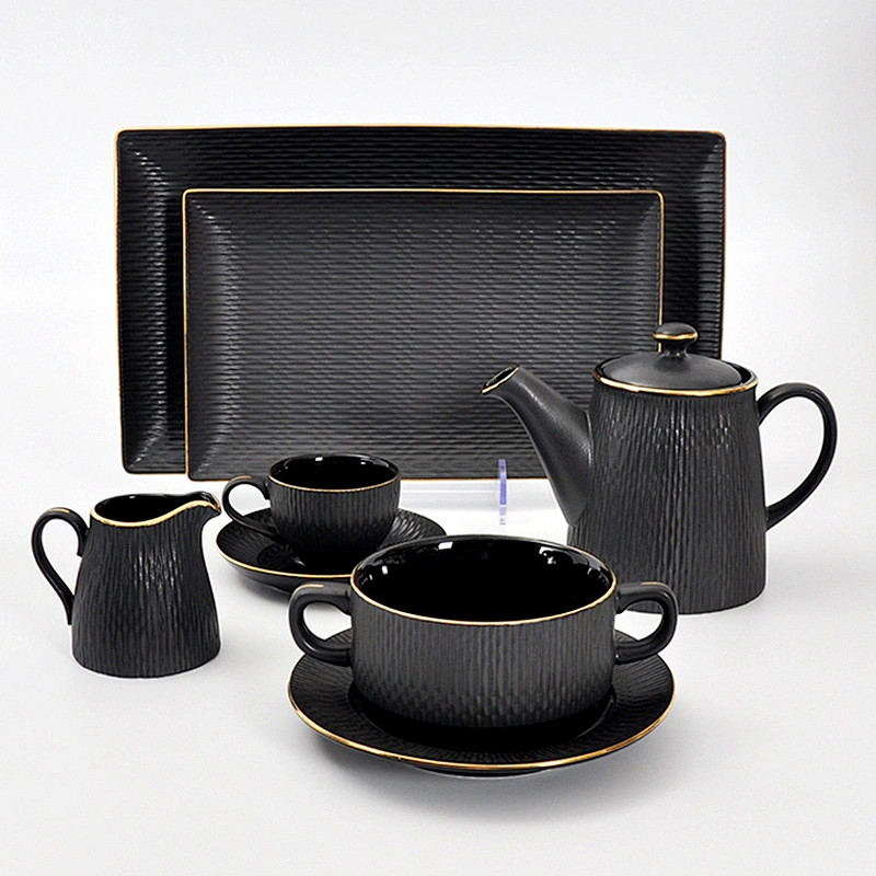 Latest Design Round Matt Black Stackable Restaurant Ceramic Cup Salad Bowl