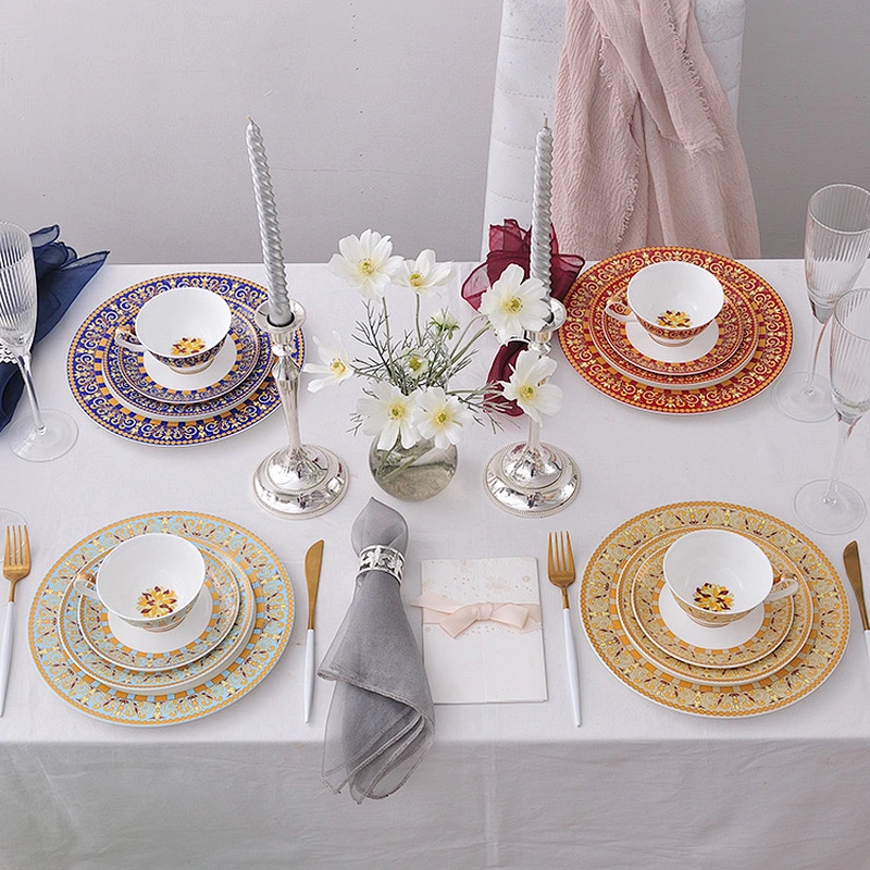 wholesale design elegant hotel restaurant color bone china dinnerware set