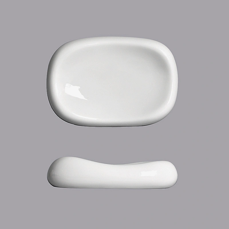 guangzhou modern plain white thick hollow rectangular ceramic plates sets restaurant porcelain plate
