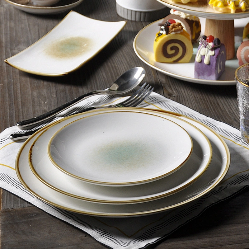 Wholesale Wedding Banquet Hall Event Green Wind Sand Range Plates Sets, Plate and Dish Sets/