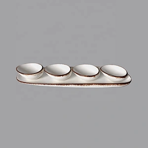 custom glazed restaurnat hotel porcelain ceramic sauce snack bowl with plate