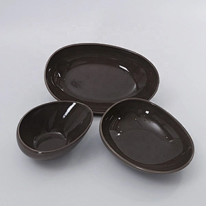 wholesale restaurant hotel crockery dinnerware porcelain oval ceramic deep plate