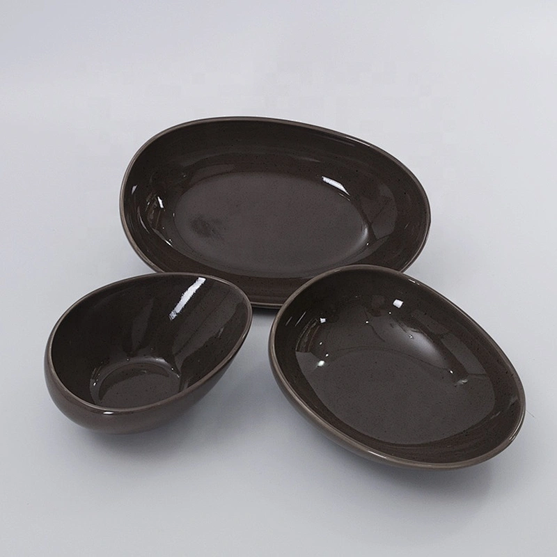 wholesale restaurant hotel crockery dinnerware porcelain oval ceramic deep plate